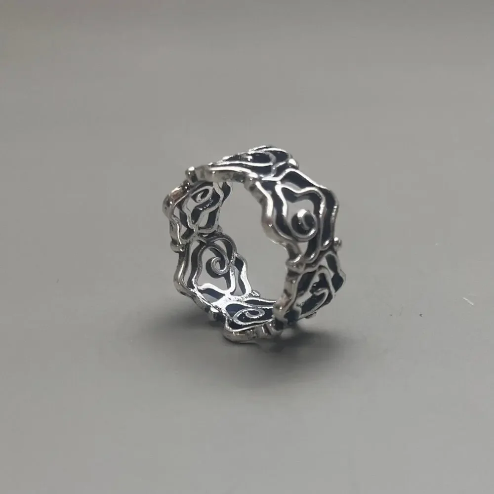 Vintage Silver Wrapped Rose Ring – Size 8, Unisex, Brand New